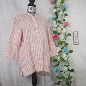 J. JILL Love Linen 3/4 Sleeves Button Tunic Medium